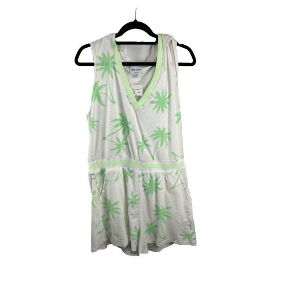 Juicy Couture NWT Green & White Terry Cloth Beachy Short Jumper Womens Size L - Picture 1 of 12